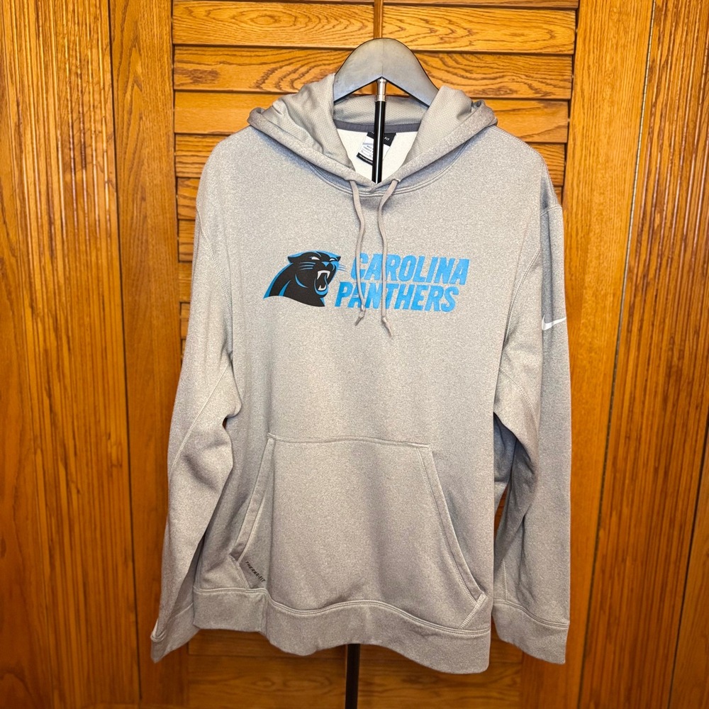 Nike Carolina Panthers Performance Hoodie Mens XL Gray Pullover Sweatshirt
